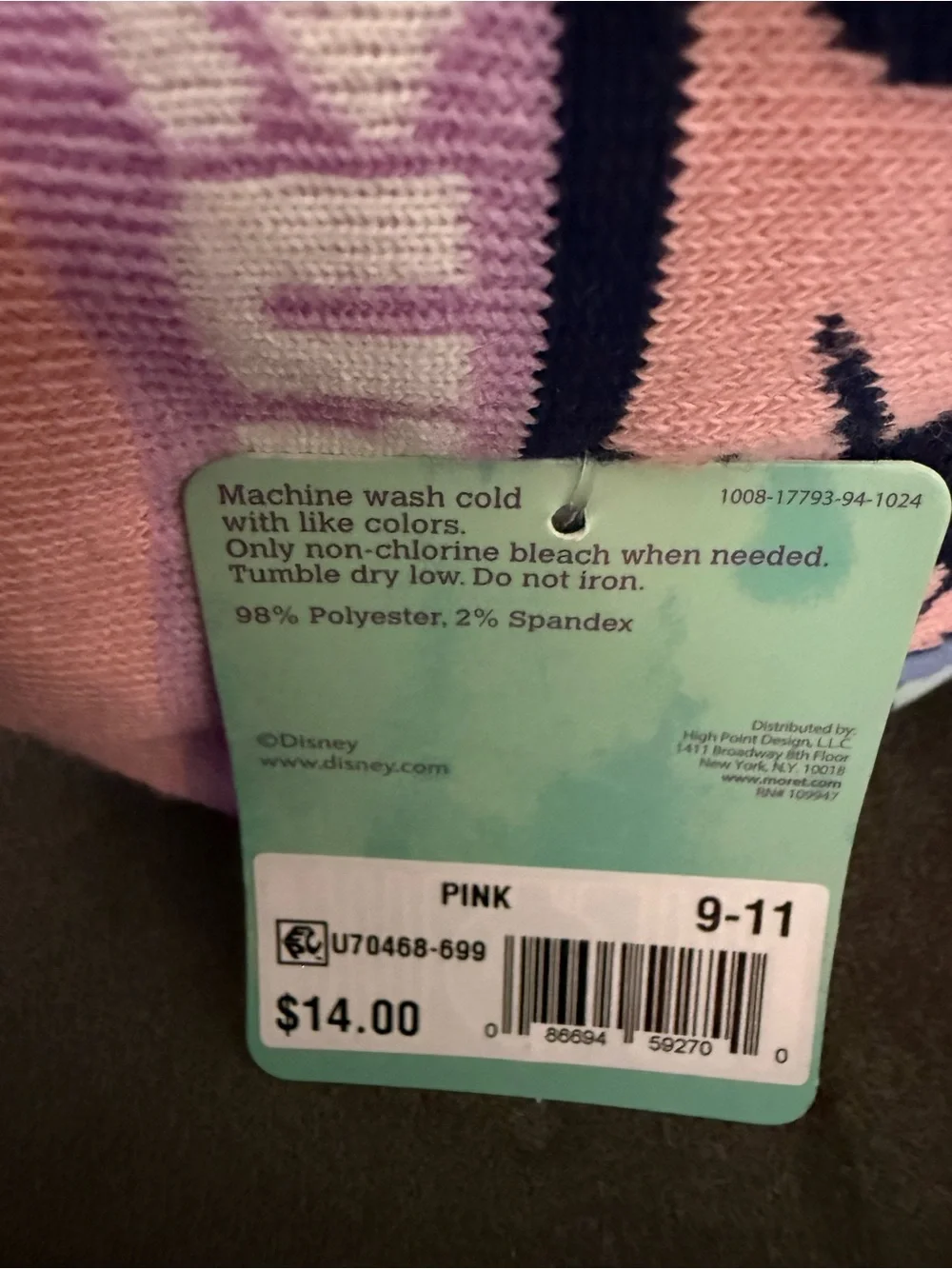 Disney Pink & Lavender Stitch No-Show Socks